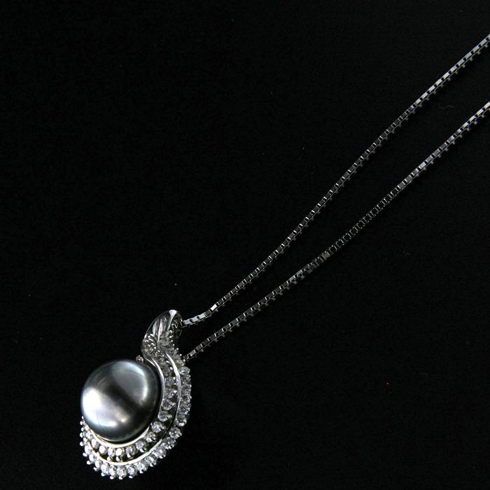Kritz Collana Donna Con Perla Bianca O Nera, Ciondolo 12mm, Catena Placcata Oro 18K, Ipoallergenica, Regalo Con Scatola