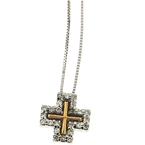 G2645-guidetti-white-gold-necklace-with-rose-gold-plating-and-diamonds-in-the-cross-pendant