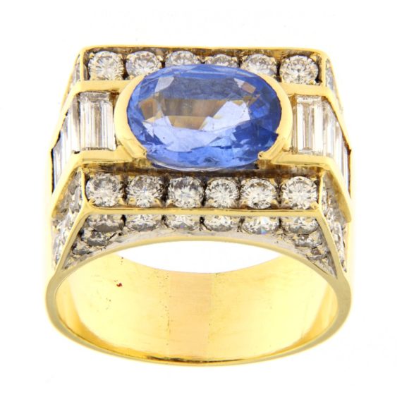 G2934-anello-occasione-oro-giallo-zaffiro-diamanti-brillanti-baguette