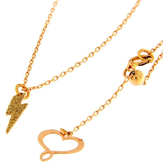 G3184-maman-and-sophie-rose-gold-aurum-necklace-with-central-lightning-bolt-symbol-with-diamond-dust