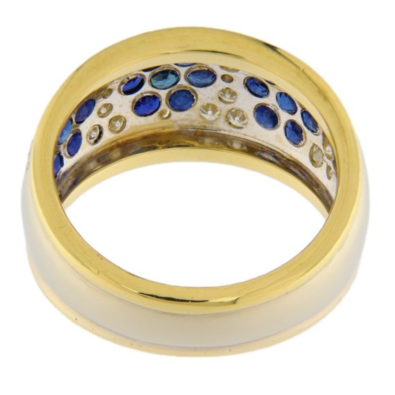 G3284 anello oro bianco giallo diamanti zaffiri