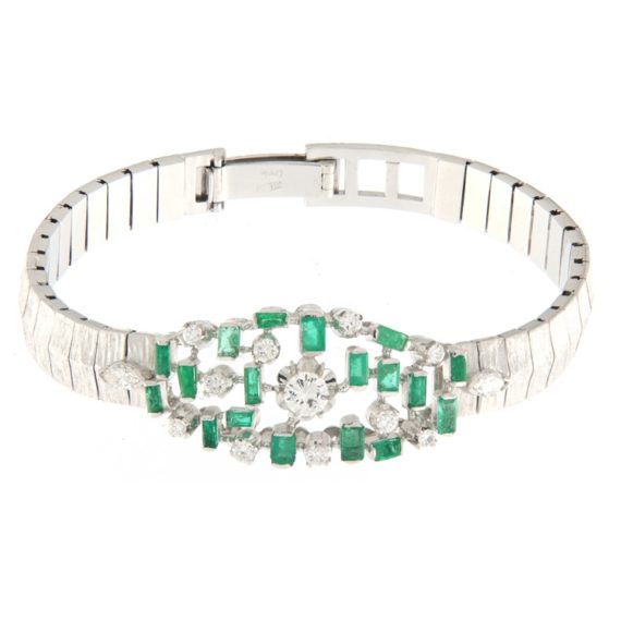 G3399-bracciale oro bianco smeraldi diamanti-1